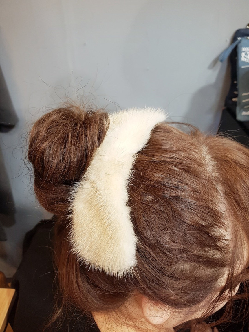 Hair Accessories Mink pearl ribbon Hair hairpin 3c