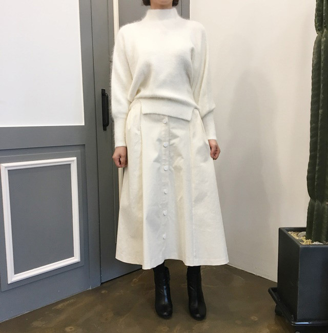 High-waisted button Long skirt Winter button A-lin