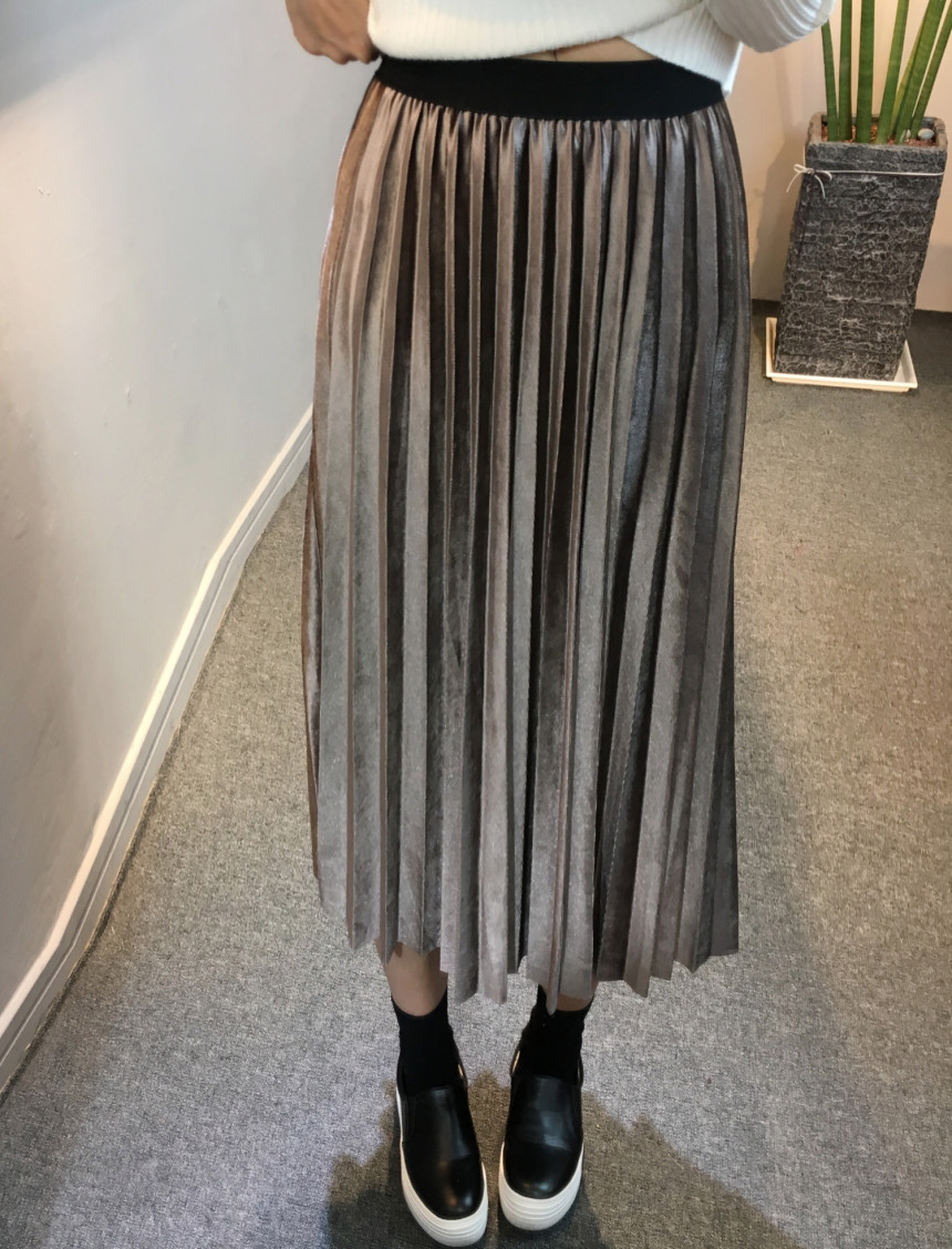Velvet Pleated Pleated Long Skirt Bending Fabric T