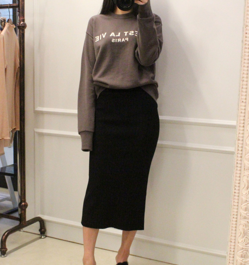 Free Shipping Long-sleeved knit skirt H. line Goli