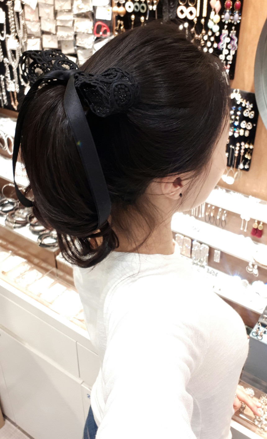 Hair Accessories Black Embroidery Fabric and Neat 