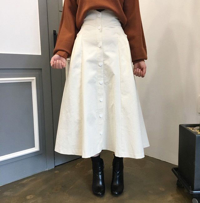 High-waisted button Long skirt Winter button A-lin