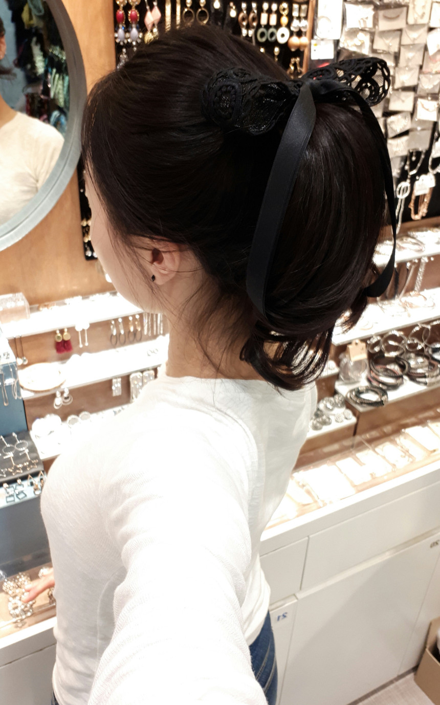 Hair Accessories Black Embroidery Fabric and Neat 