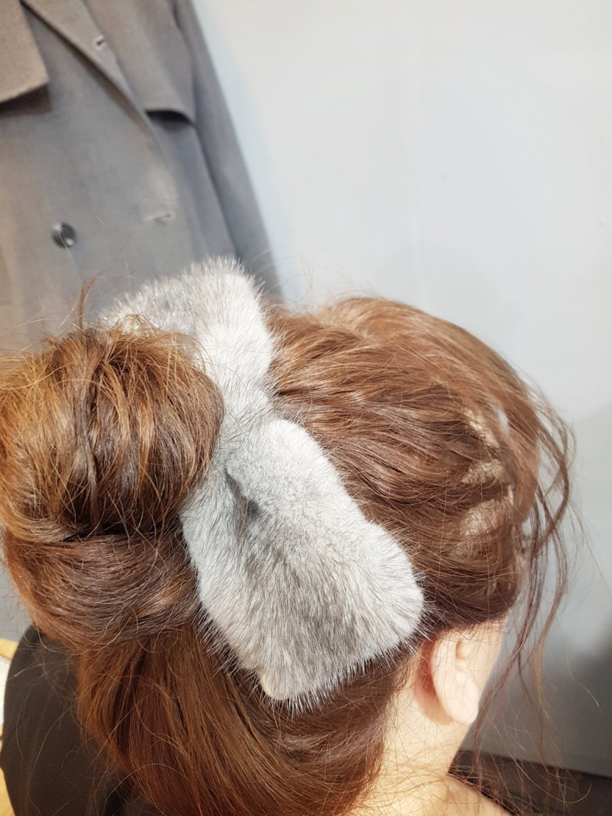 Hair Accessories Mink pearl ribbon Hair hairpin 3c