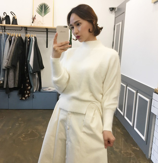 High-waisted button Long skirt Winter button A-lin