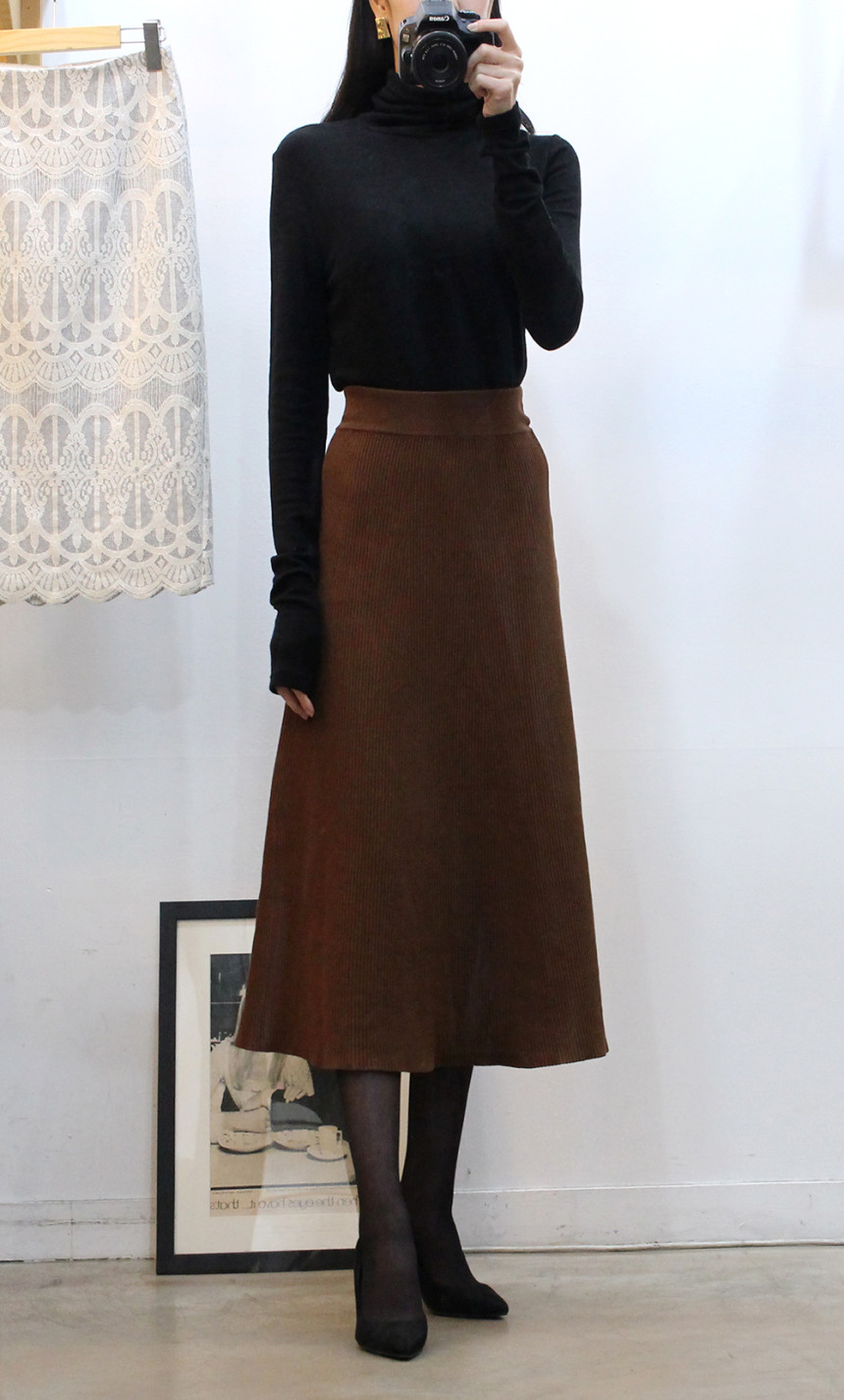 Flare knit long skirt a line Goliath bending Twent