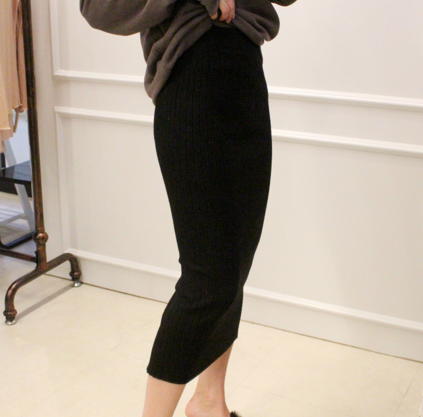 Free Shipping Long-sleeved knit skirt H. line Goli