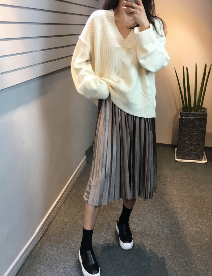 Velvet Pleated Pleated Long Skirt Bending Fabric T