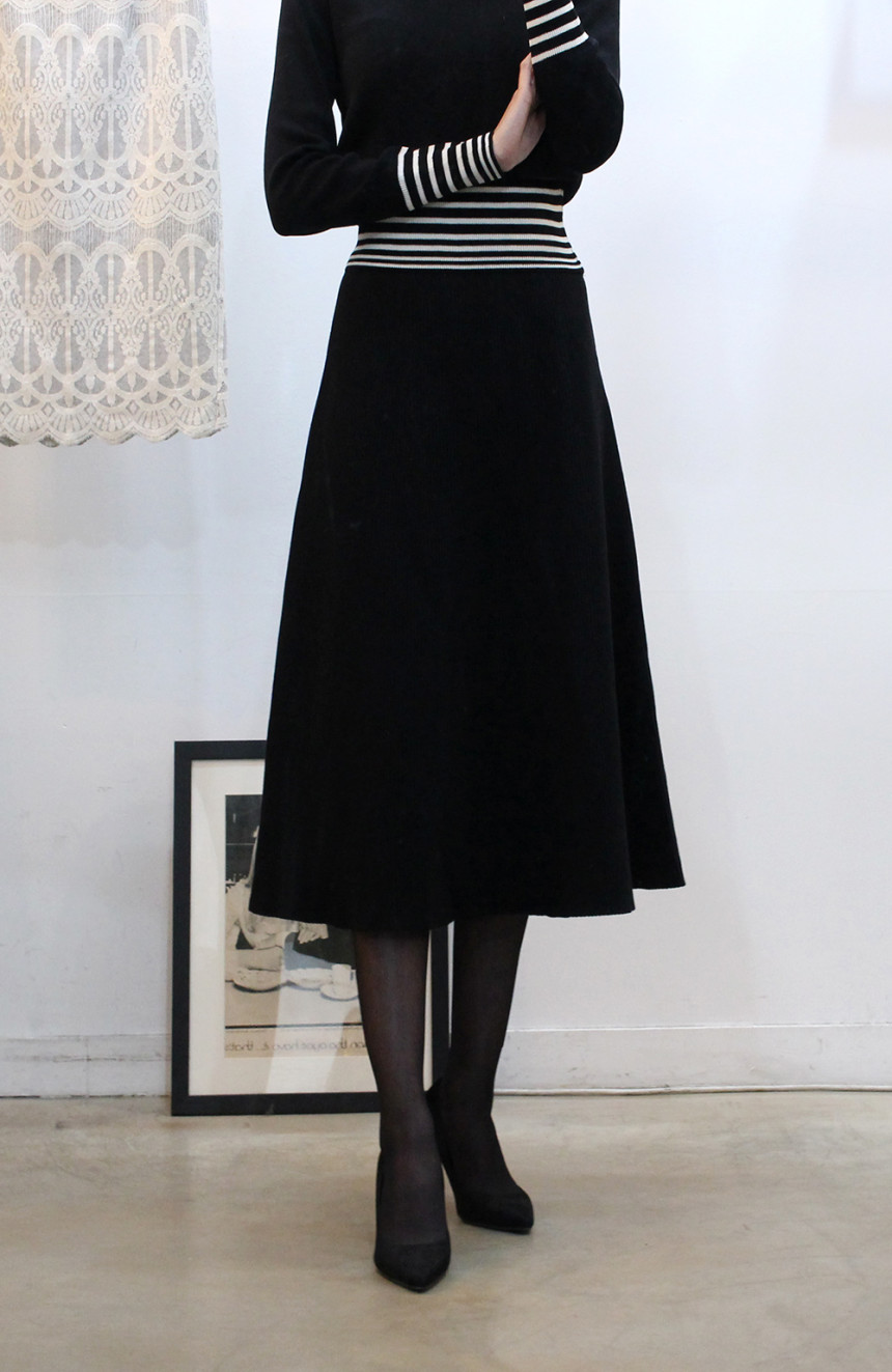 Flare knit long skirt a line Goliath bending Twent