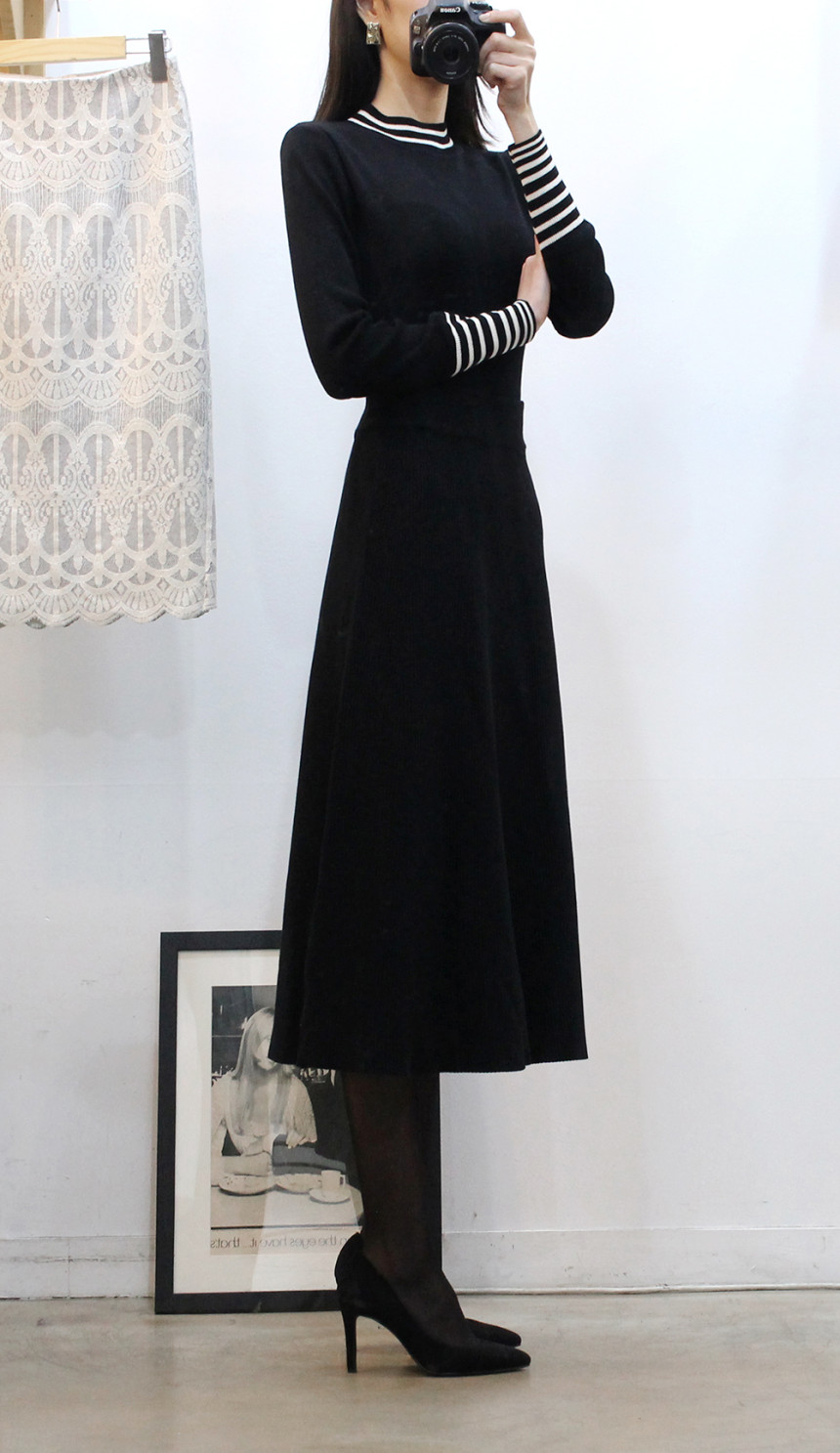 Flare knit long skirt a line Goliath bending Twent