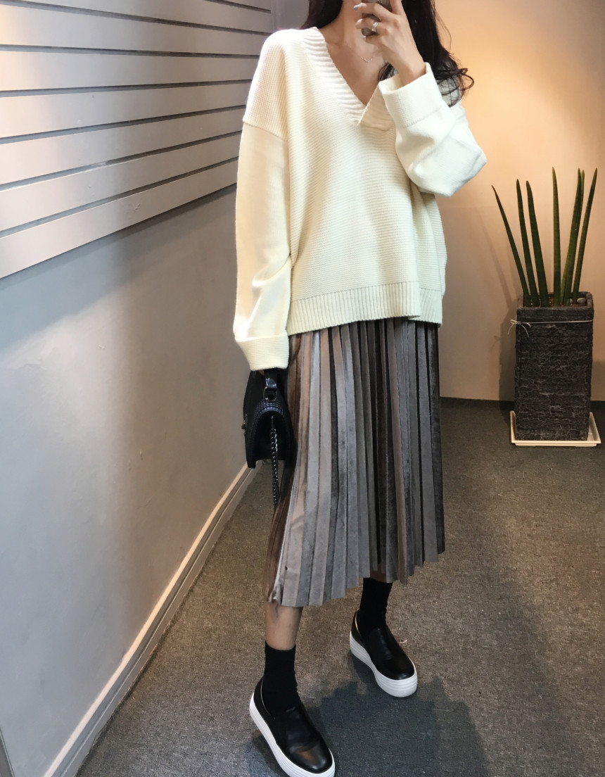 Velvet Pleated Pleated Long Skirt Bending Fabric T