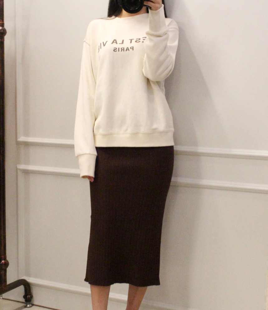 Free Shipping Long-sleeved knit skirt H. line Goli