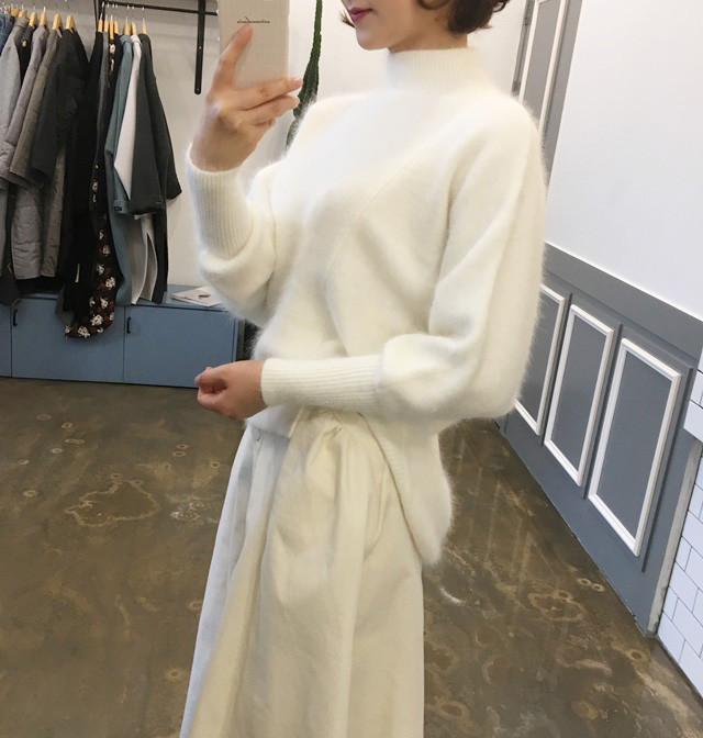 High-waisted button Long skirt Winter button A-lin