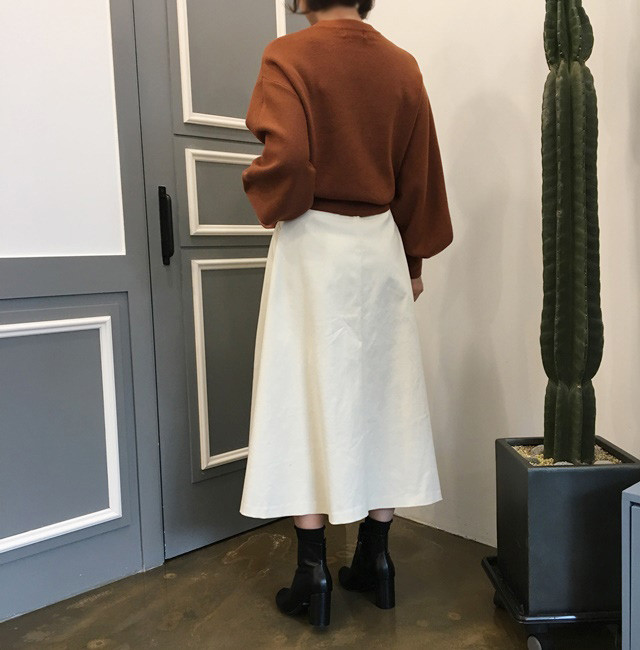 High-waisted button Long skirt Winter button A-lin