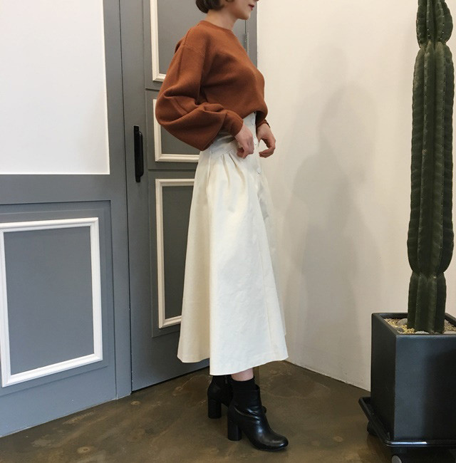 High-waisted button Long skirt Winter button A-lin