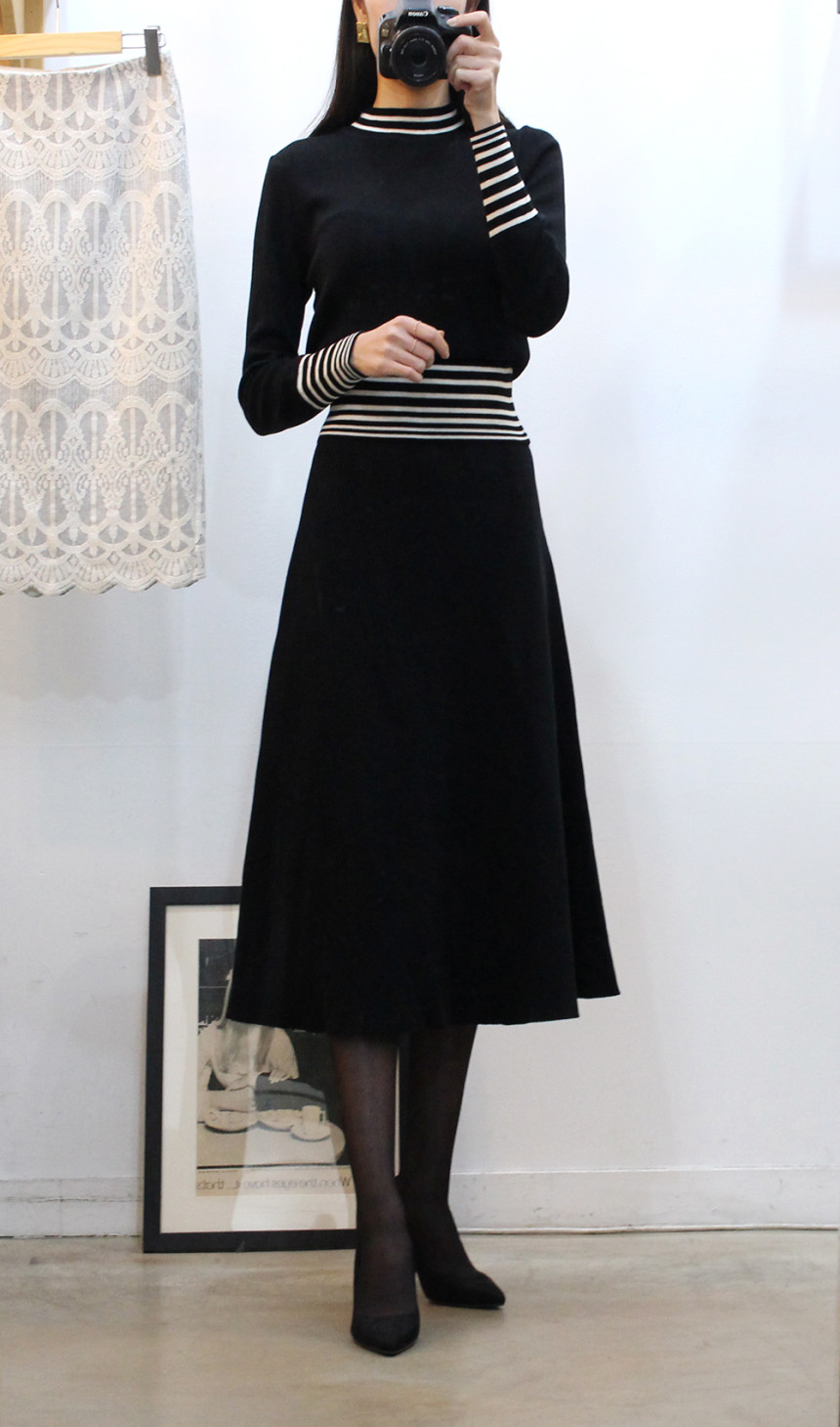 Flare knit long skirt a line Goliath bending Twent