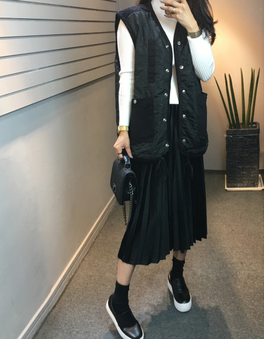 Velvet Pleated Pleated Long Skirt Bending Fabric T