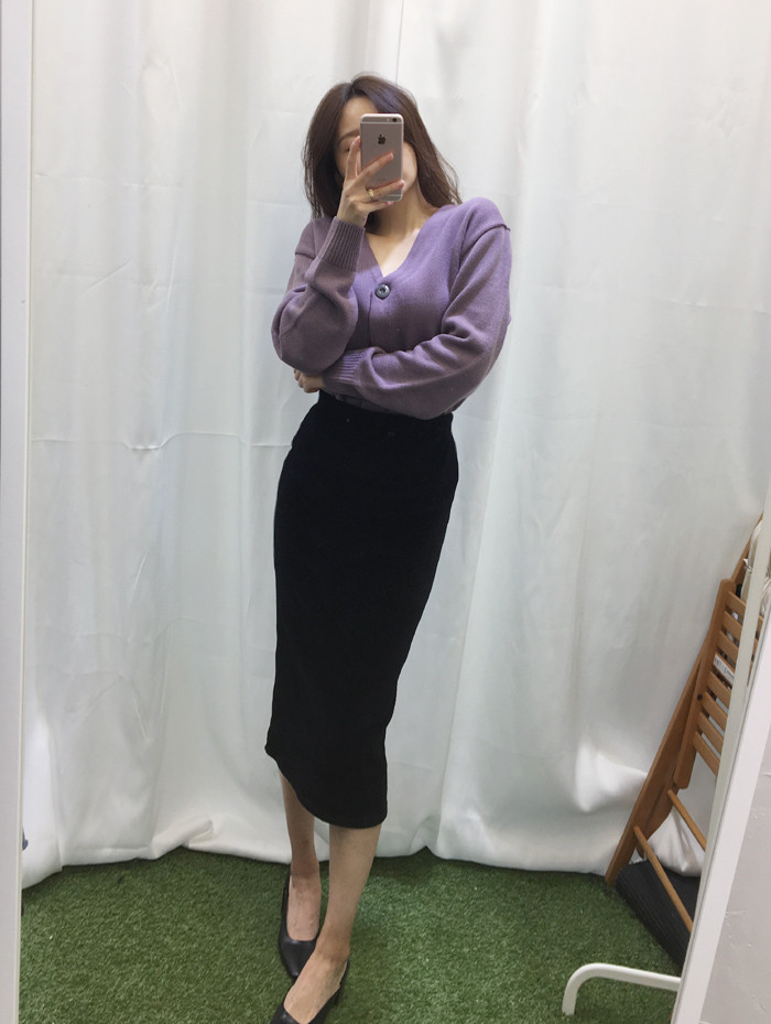 Goliath velvet waist banding long skirt H line chi