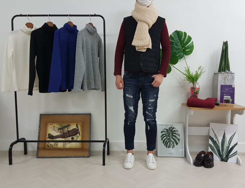 Couple knit scarf 6color Vivid color Basics Unique