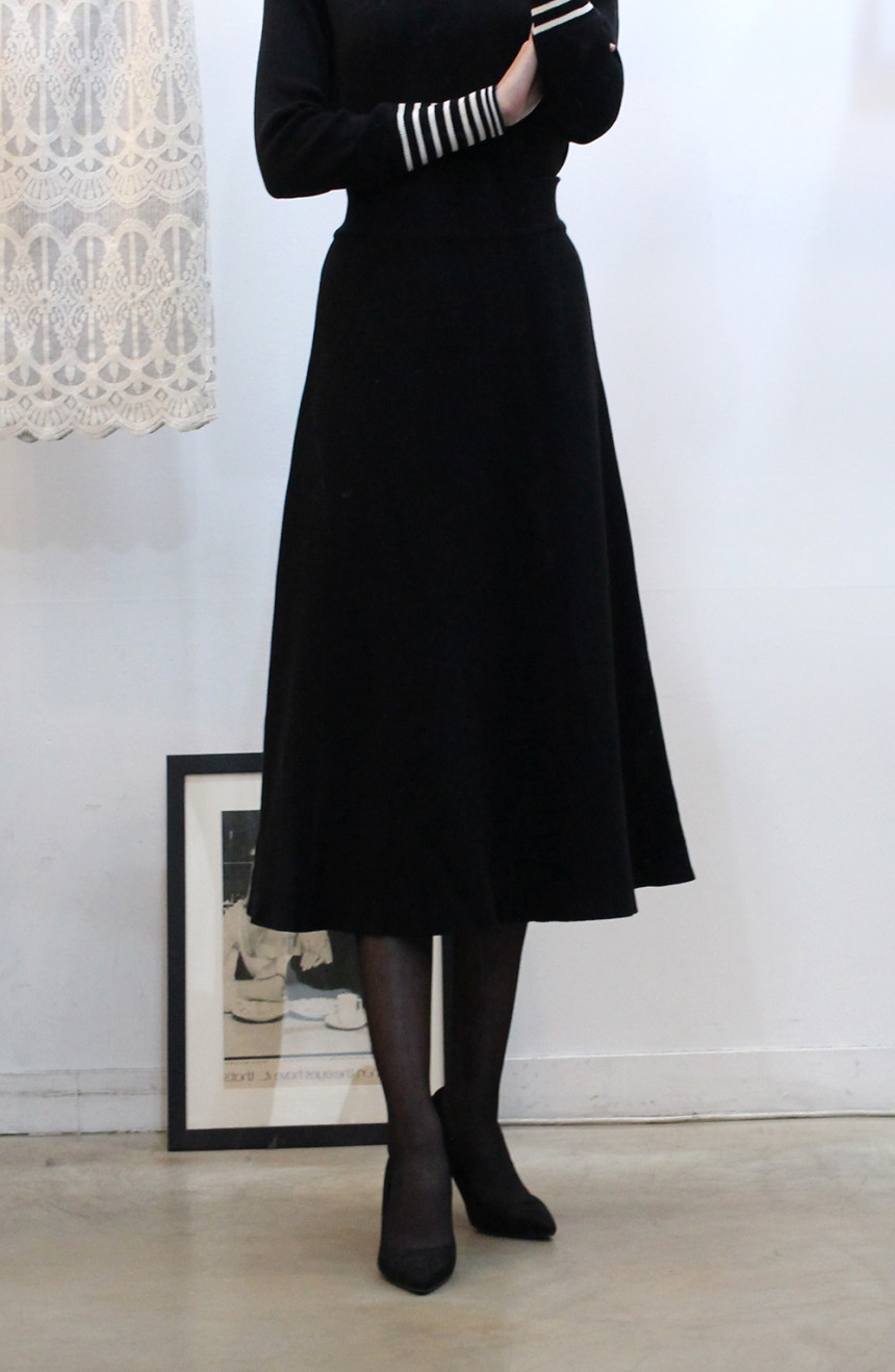 Flare knit long skirt a line Goliath bending Twent