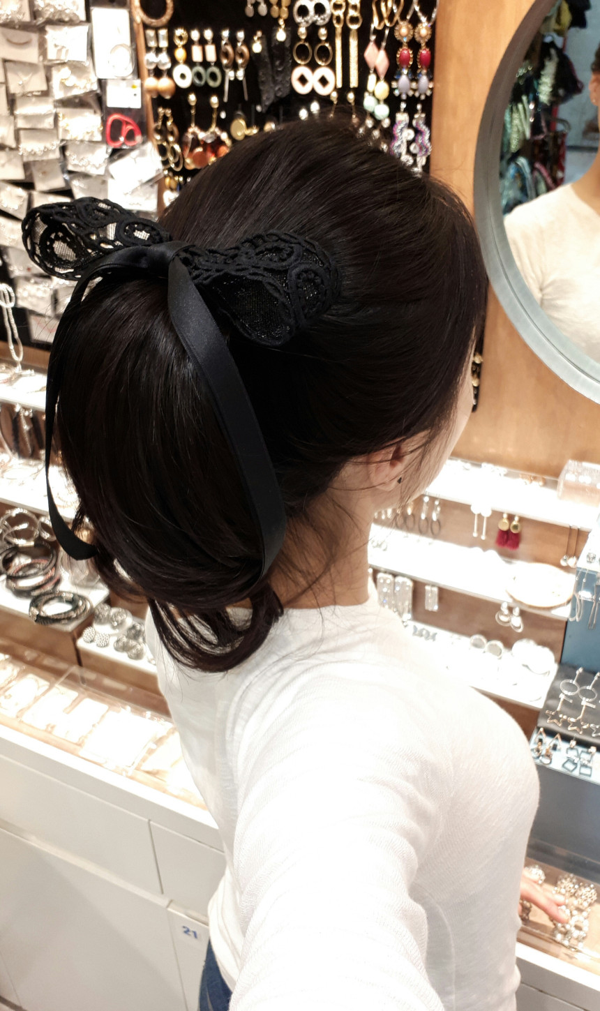 Hair Accessories Black Embroidery Fabric and Neat 