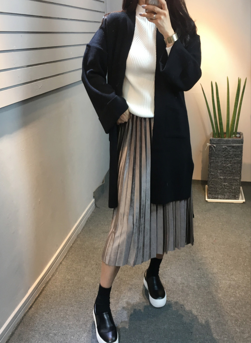 Velvet Pleated Pleated Long Skirt Bending Fabric T