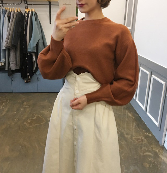 High-waisted button Long skirt Winter button A-lin