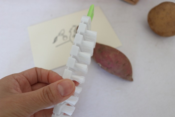 Scrubber Dish Washing Vegetable Brush White, Orang