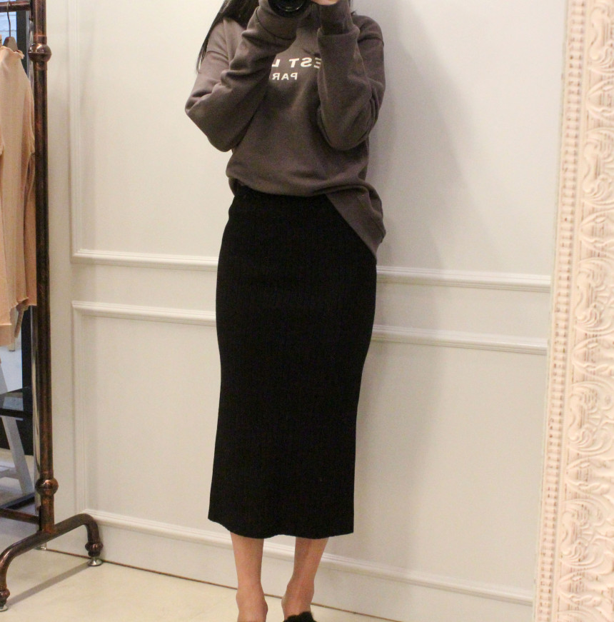 Free Shipping Long-sleeved knit skirt H. line Goli