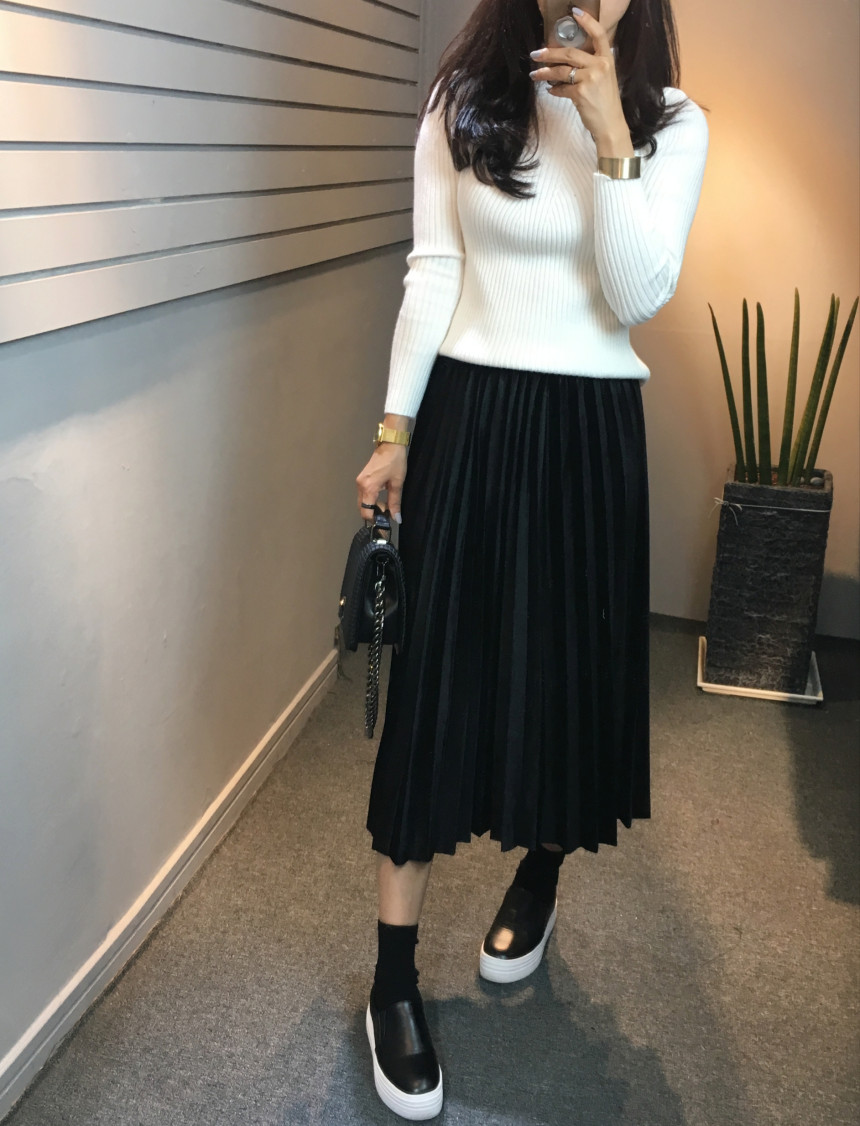 Velvet Pleated Pleated Long Skirt Bending Fabric T