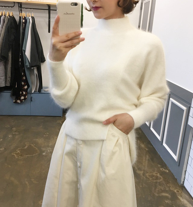 High-waisted button Long skirt Winter button A-lin