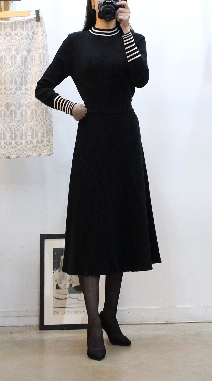 Flare knit long skirt a line Goliath bending Twent