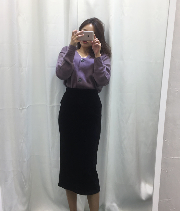 Goliath velvet waist banding long skirt H line chi