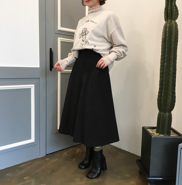 High-waisted button Long skirt Winter button A-lin