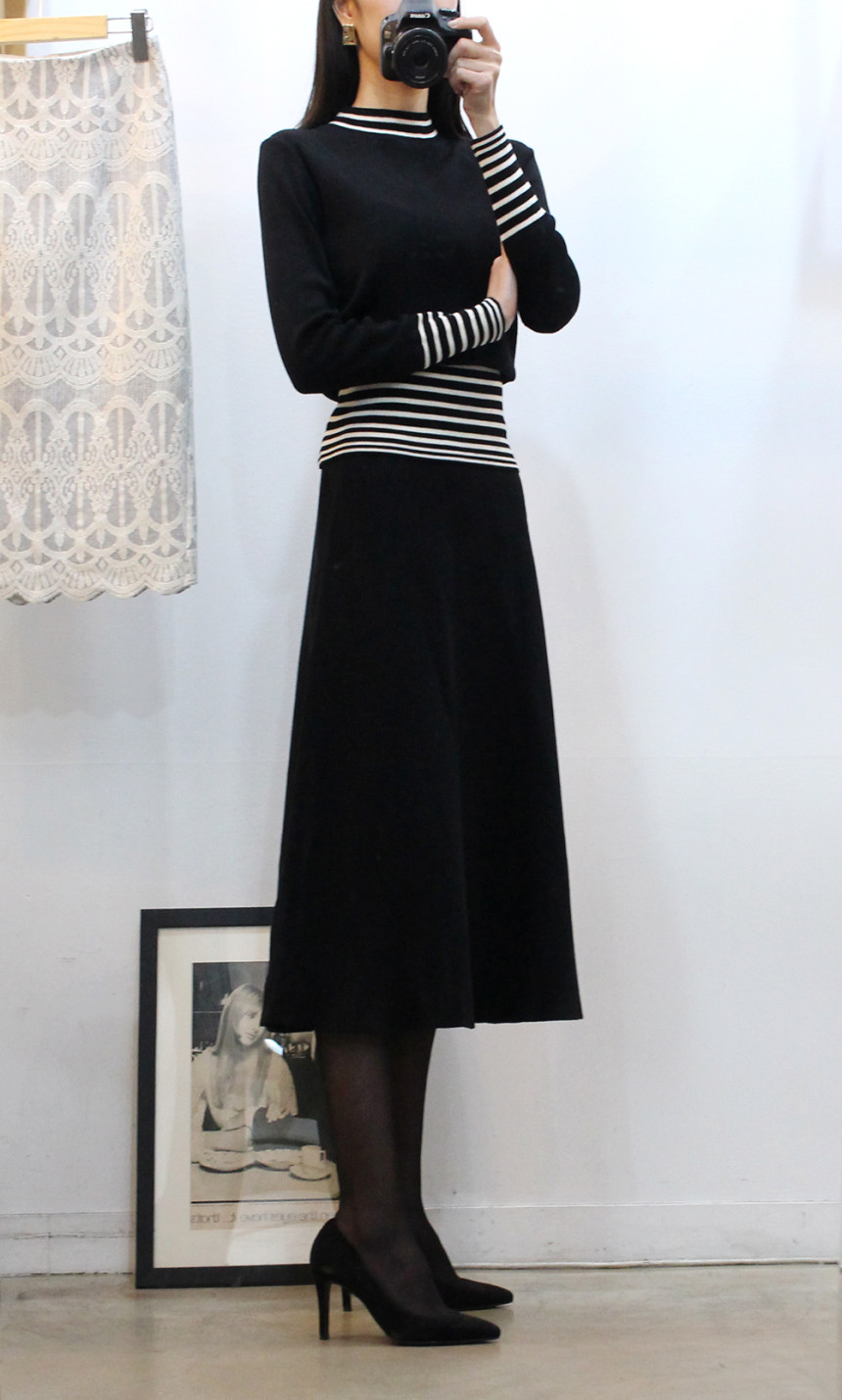 Flare knit long skirt a line Goliath bending Twent