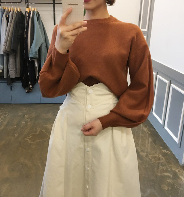 High-waisted button Long skirt Winter button A-lin