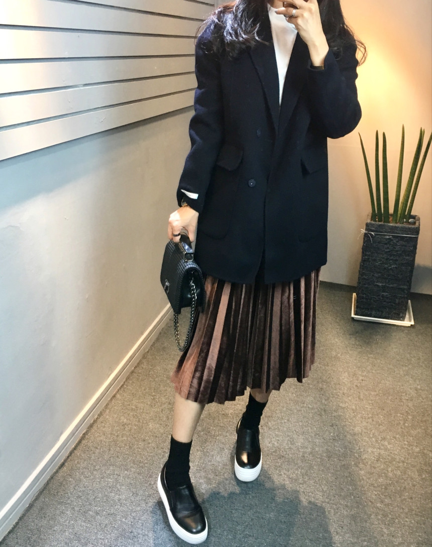 Velvet Pleated Pleated Long Skirt Bending Fabric T