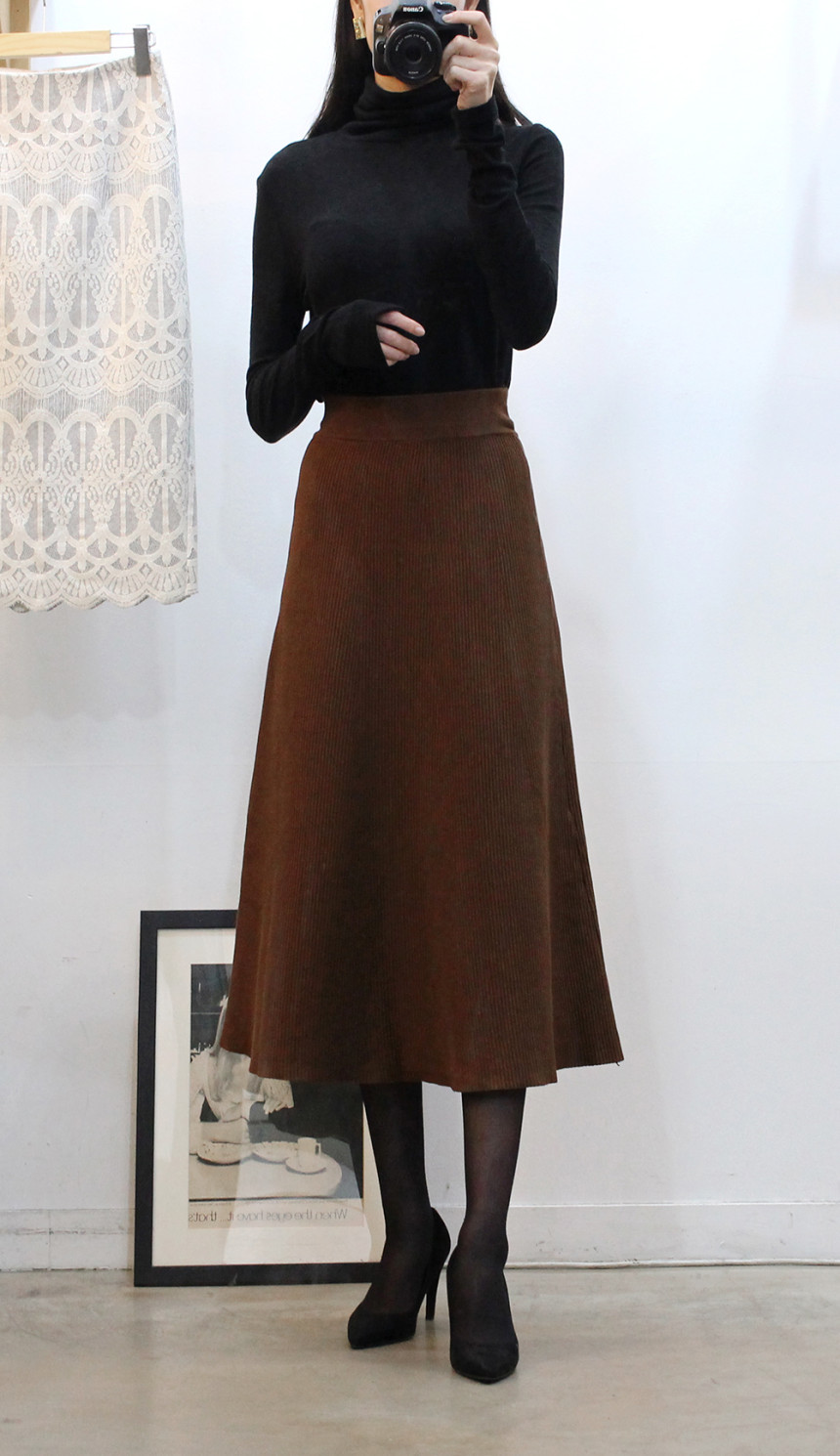 Flare knit long skirt a line Goliath bending Twent