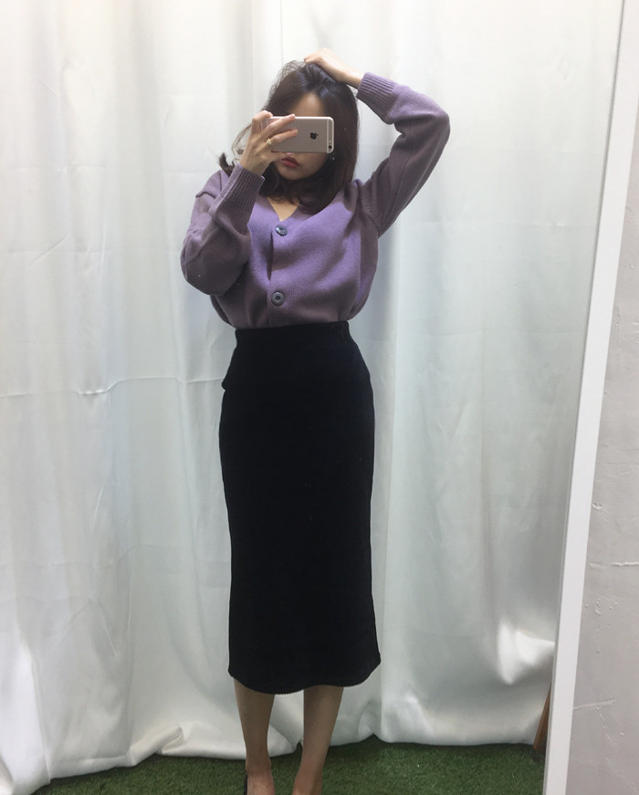 Goliath velvet waist banding long skirt H line chi