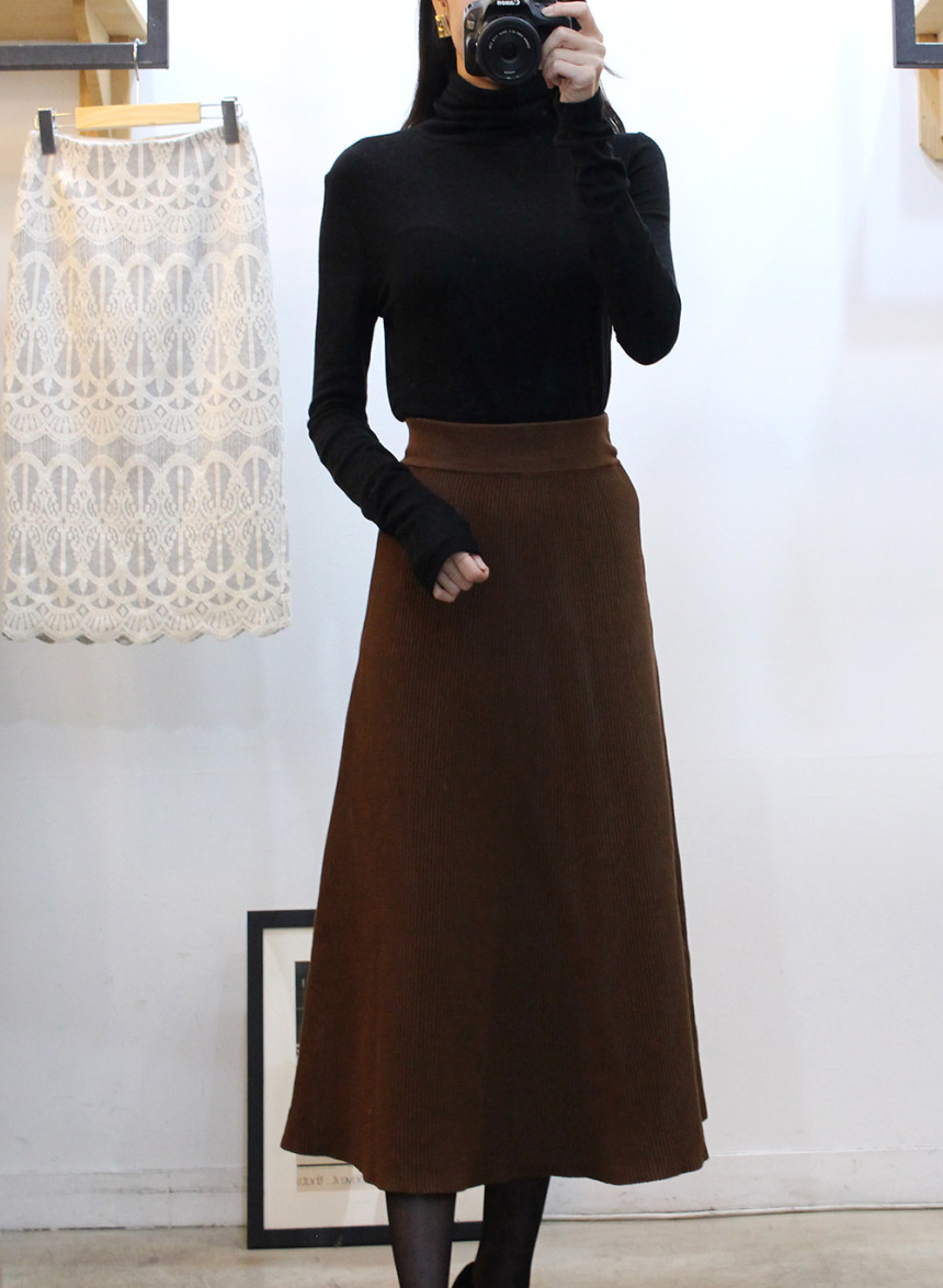 Flare knit long skirt a line Goliath bending Twent