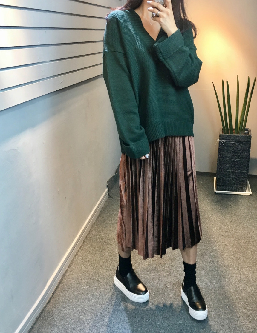 Velvet Pleated Pleated Long Skirt Bending Fabric T