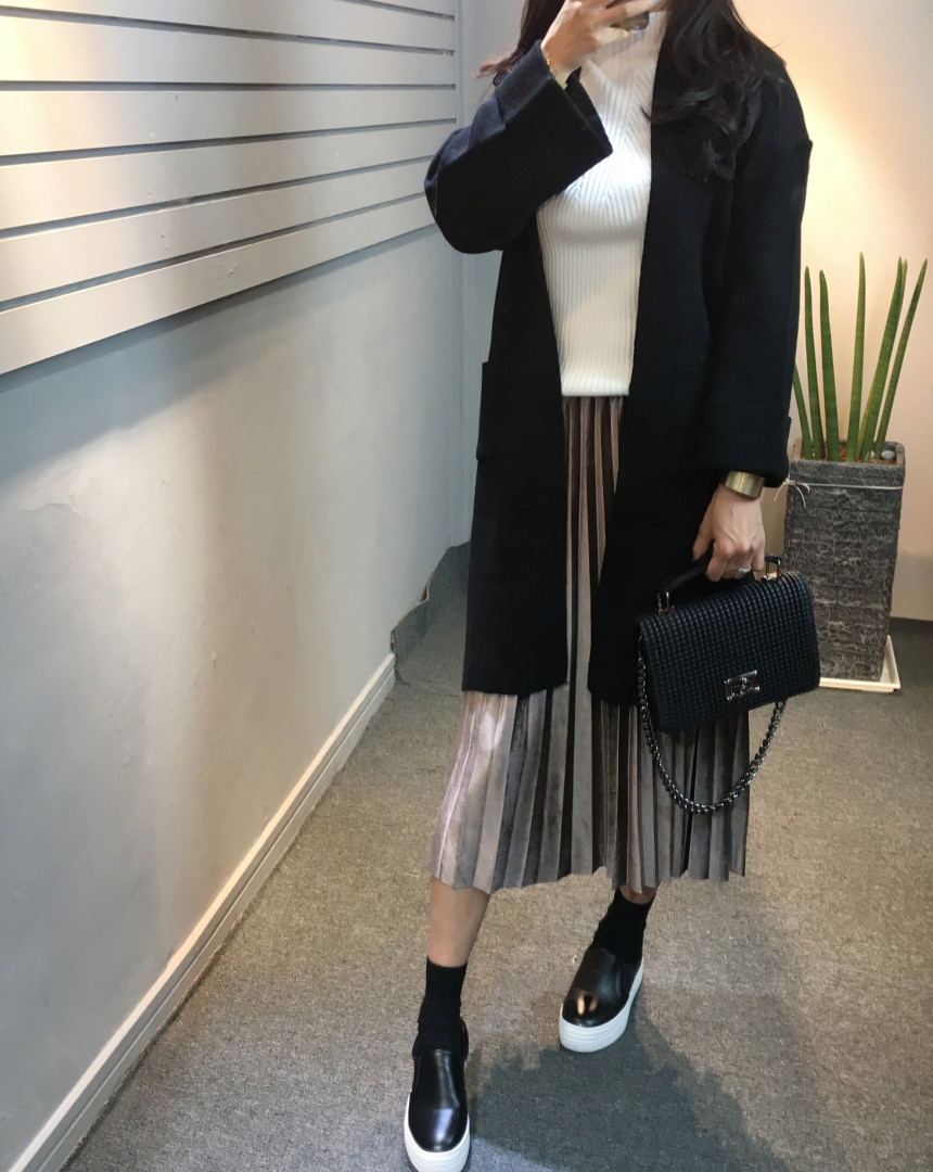 Velvet Pleated Pleated Long Skirt Bending Fabric T