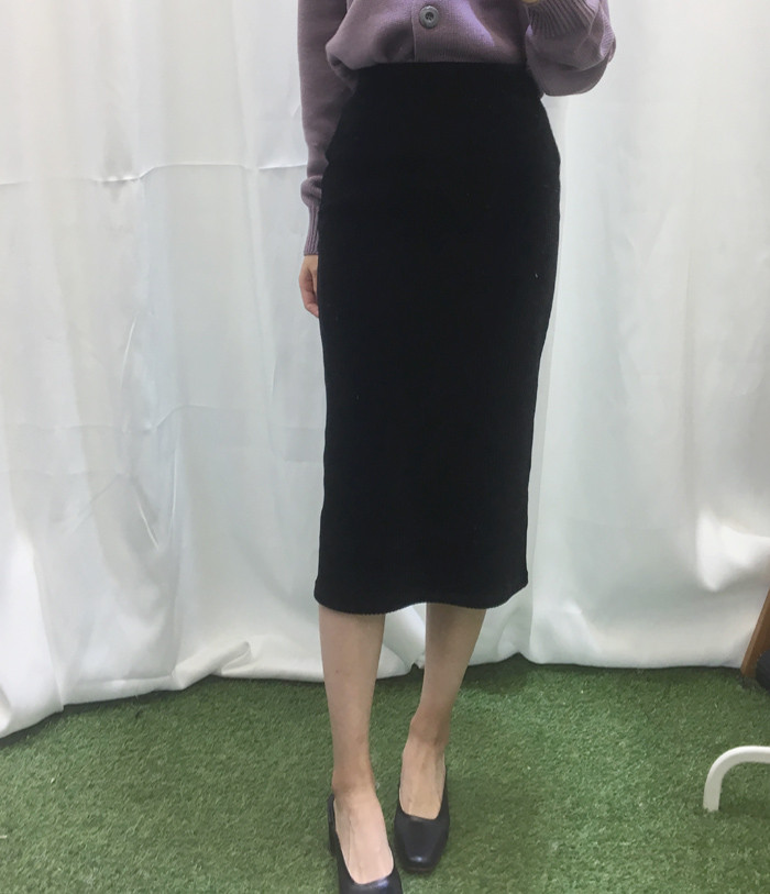 Goliath velvet waist banding long skirt H line chi