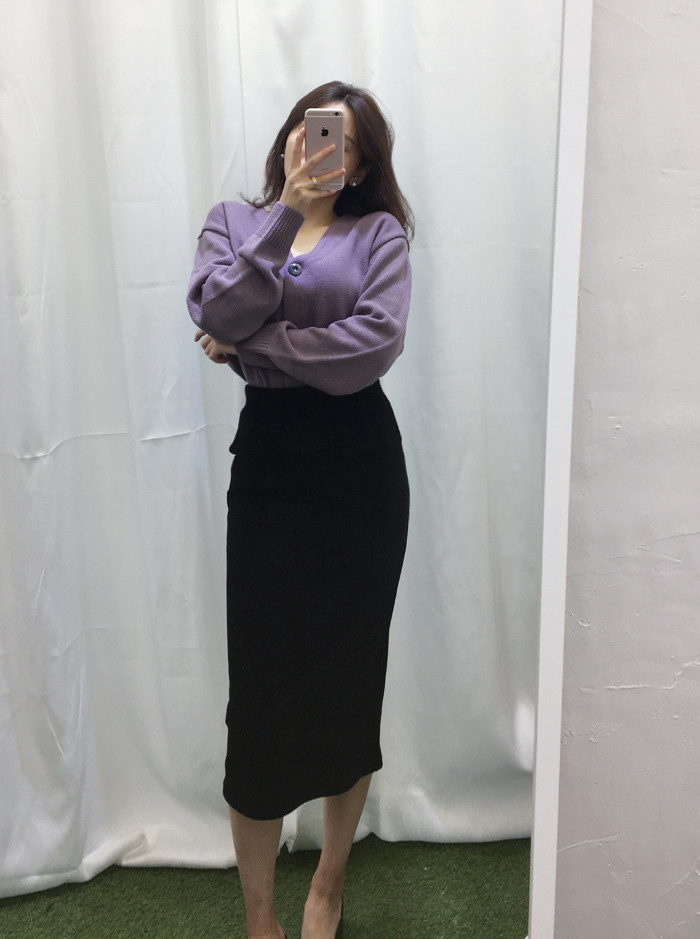 Goliath velvet waist banding long skirt H line chi