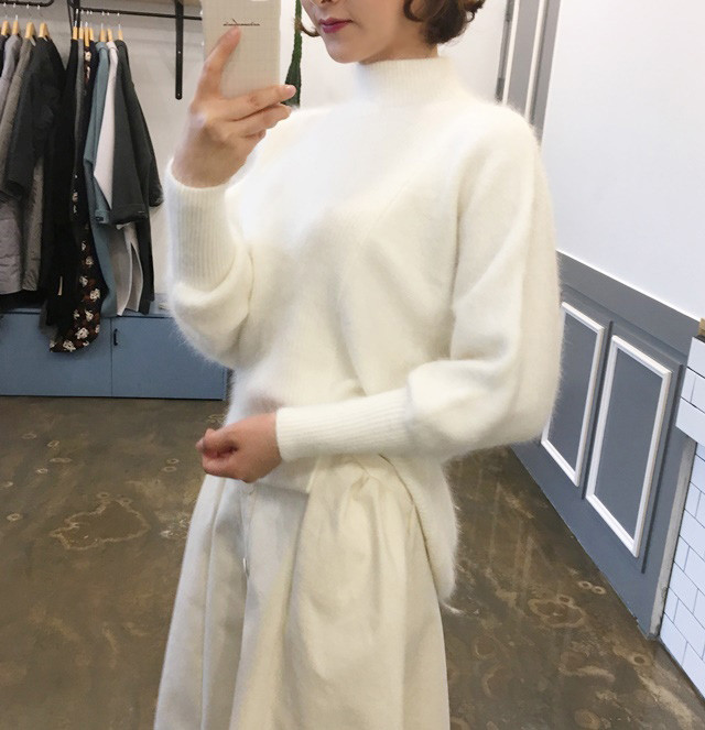 High-waisted button Long skirt Winter button A-lin