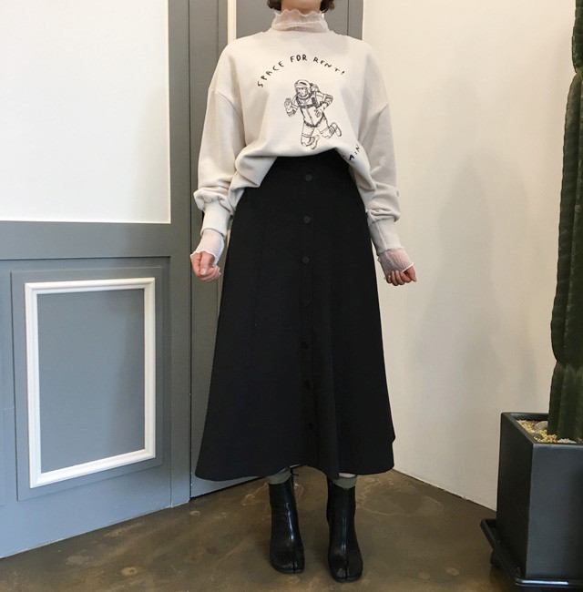 High-waisted button Long skirt Winter button A-lin