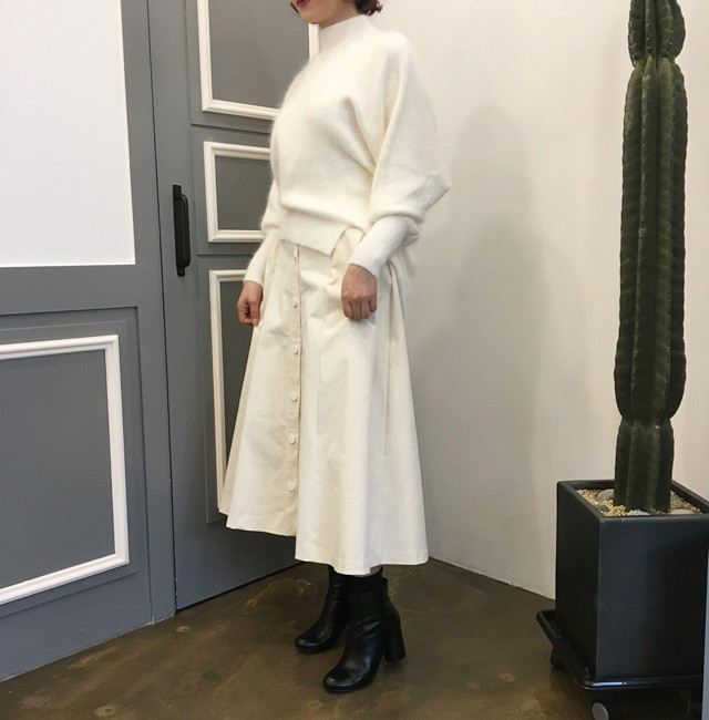 High-waisted button Long skirt Winter button A-lin