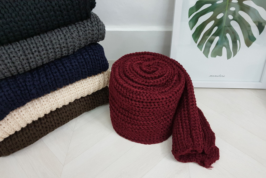 Couple knit scarf 6color Vivid color Basics Unique