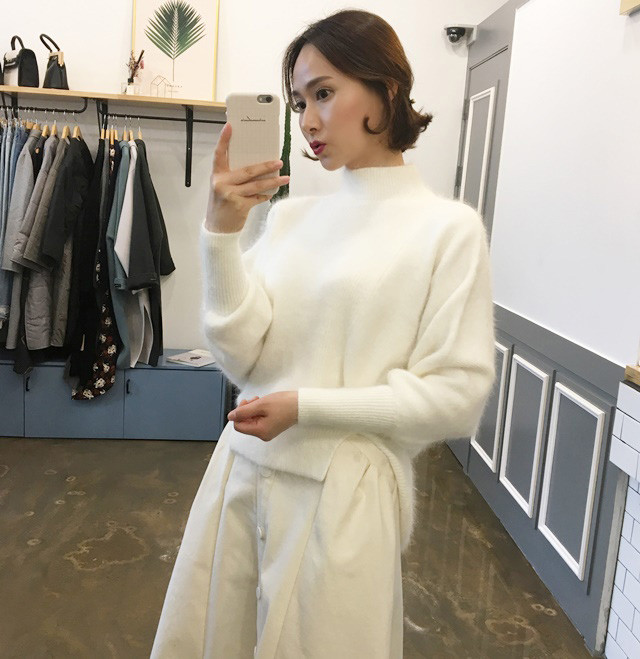 High-waisted button Long skirt Winter button A-lin