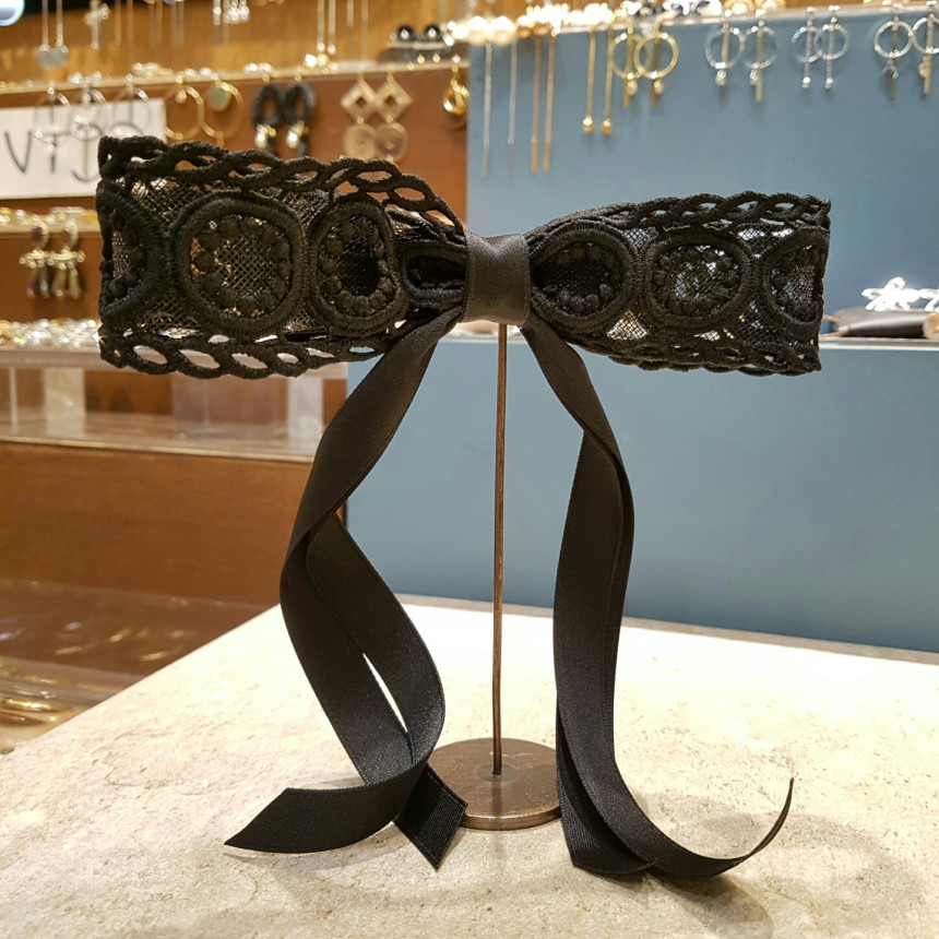 Hair Accessories Black Embroidery Fabric and Neat 